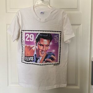 ANVIL ELVIS Vintage White Cotton T Shirt Size L